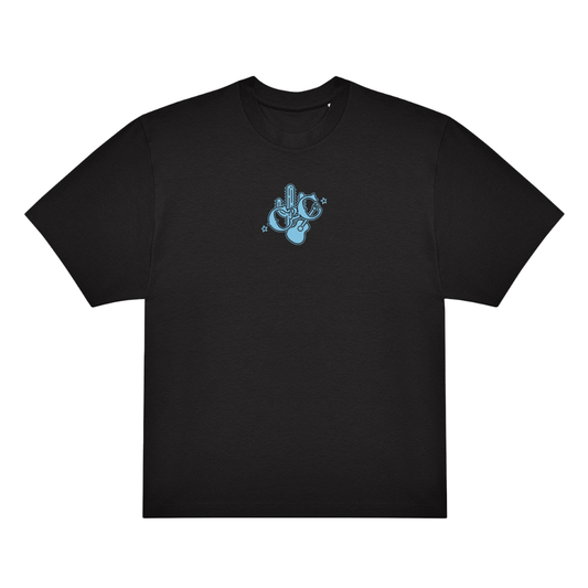 The C2C Premium T-Shirt by 2026 features a black design with a small, light blue cactus, snake, and stars graphic—ideal for country music fans or your next Country to Country Festival outfit.