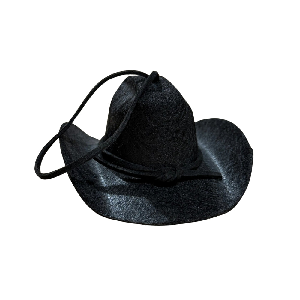 The C2C Country To Country Black Cowboy Hat Bauble features a curved brim and chin strap, shown against a white background.
