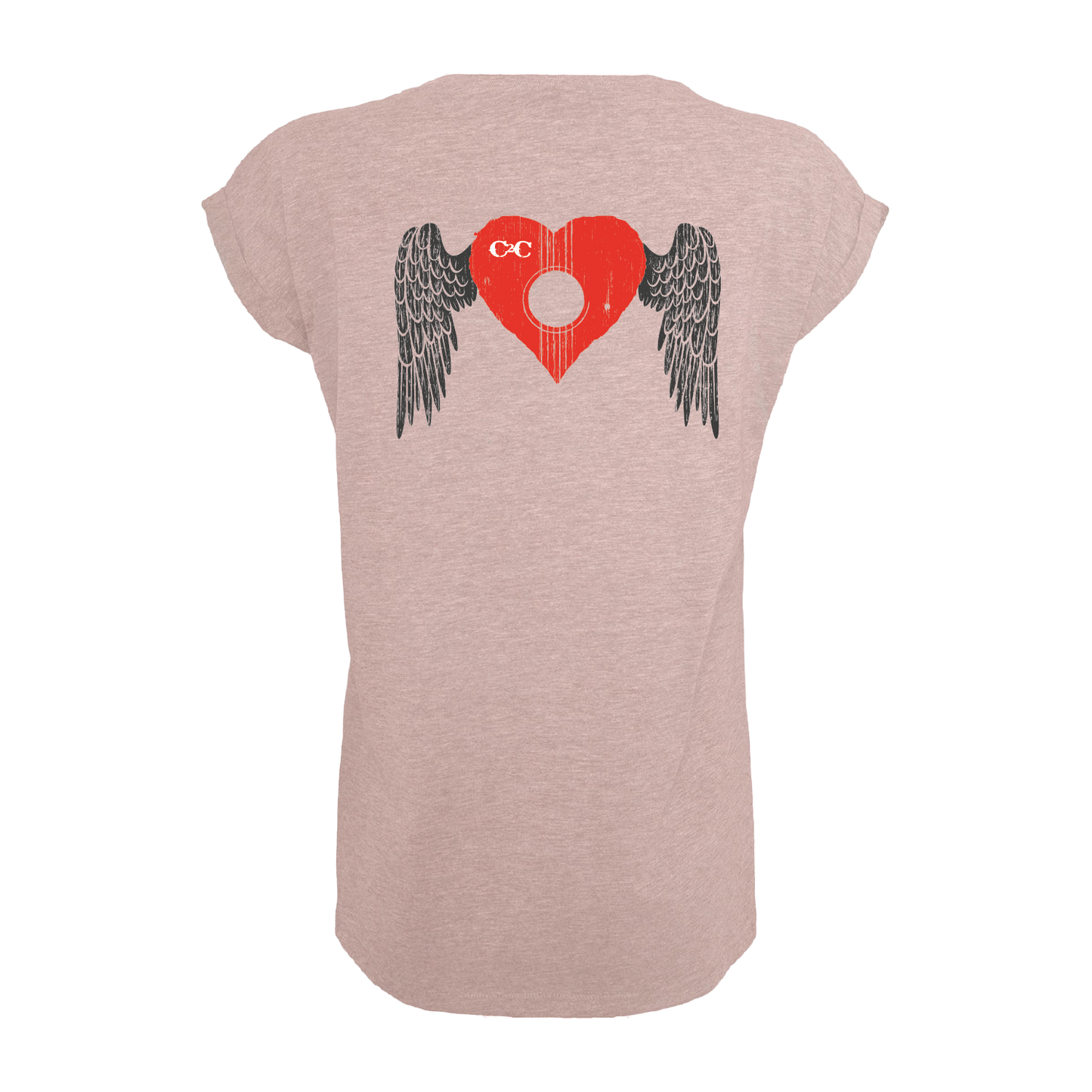 C2C Womens Heart Guitar Pink T-Shirt