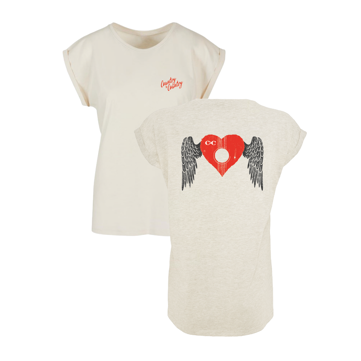 C2C Womens Heart Guitar Sand T-Shirt